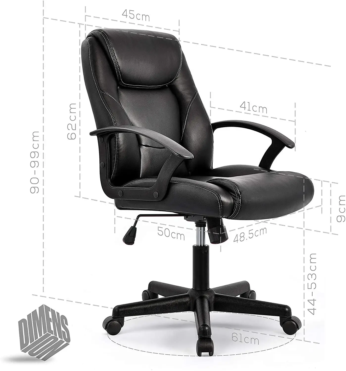 

High-Back Executive Office Chair Faux Leather Large Seat Computer Desk Chair Ergonomic Design Adjustable Seat Height Black
