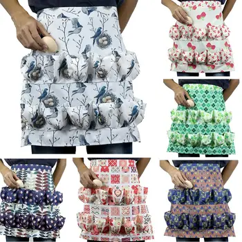 

Kitchen Farm Bird Print Two-row Eggs Collecting Gathering Apron Pocket Holder
