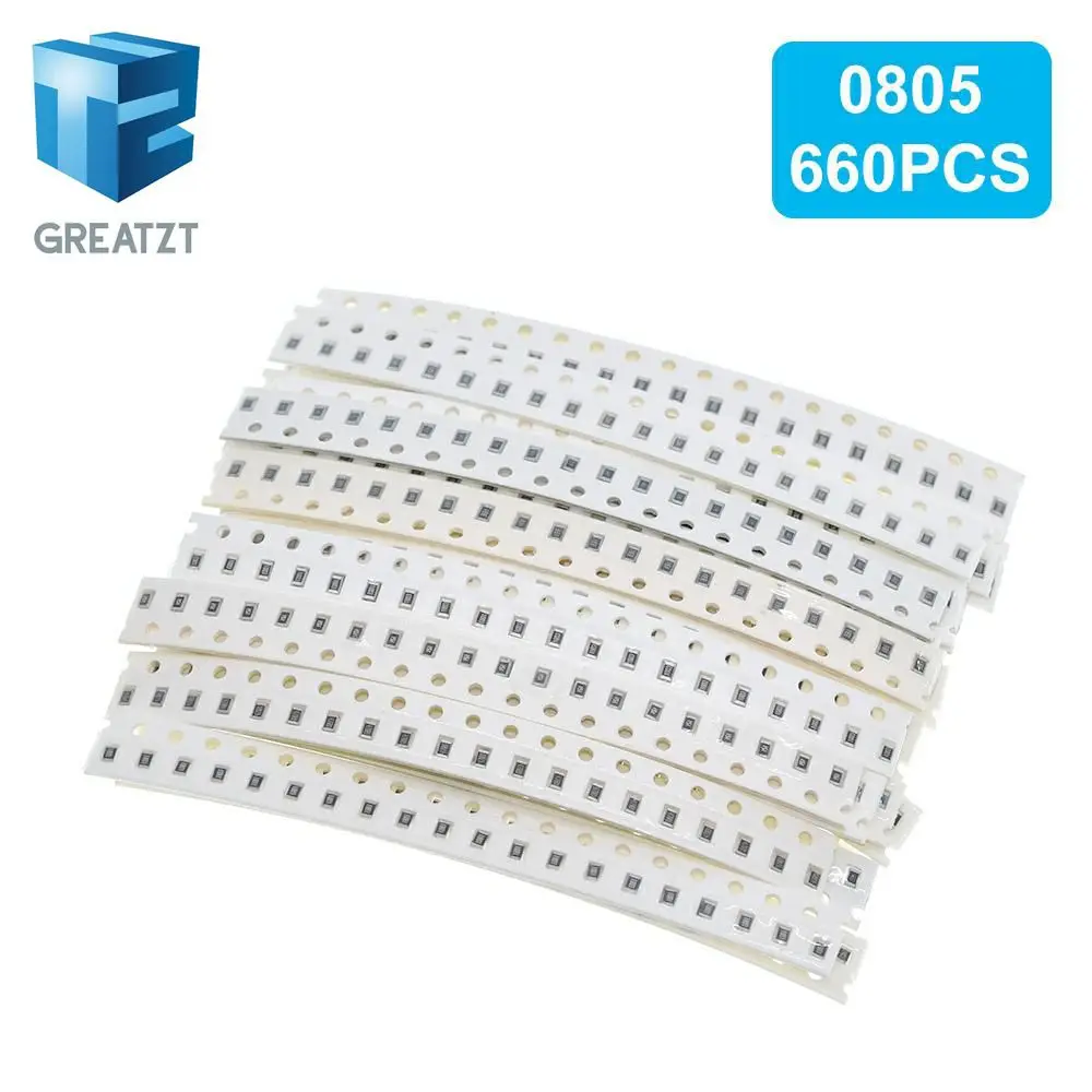 Набор резисторов GREATZT 0603 0805 1206 SMD разные комплекты 1 Ом 1М 1% 33 значения 20 шт. = 660