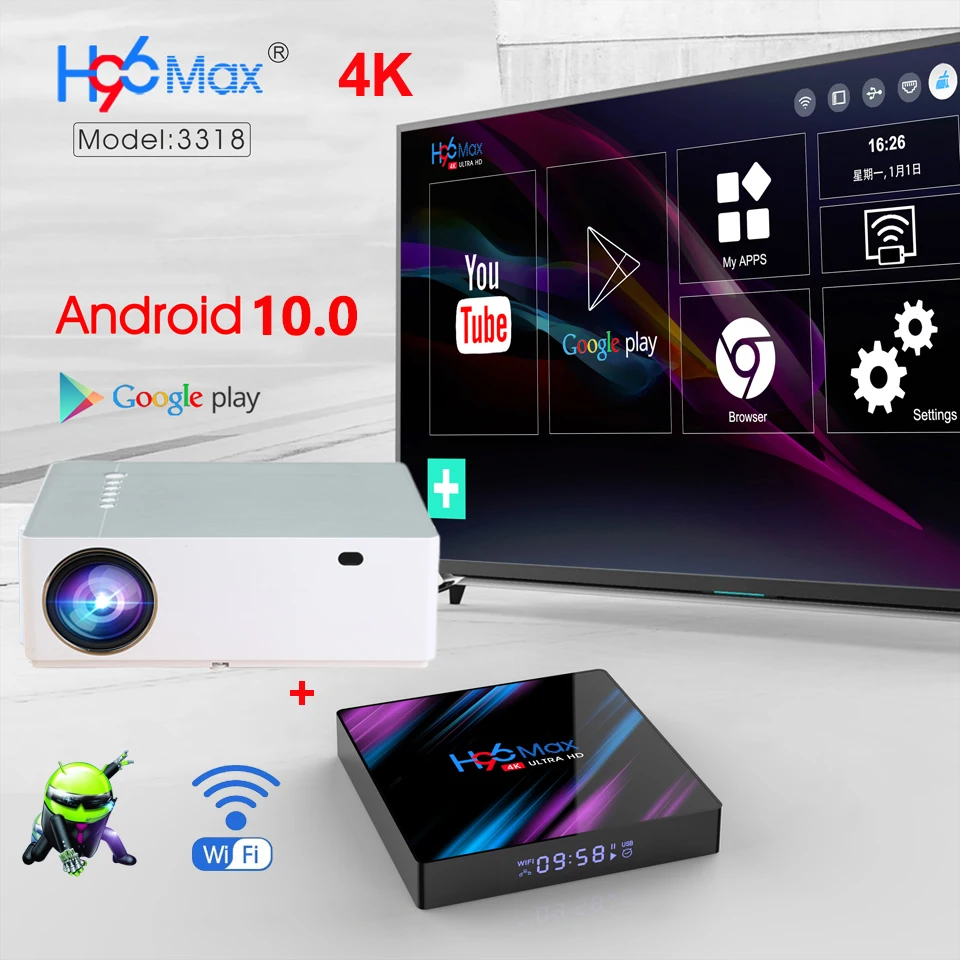 WZATCO M20 Full HD 1080P проектор 4D Keystone Android 10 0 WIFI для смартфона видео 4K Proyector 200 дюймов