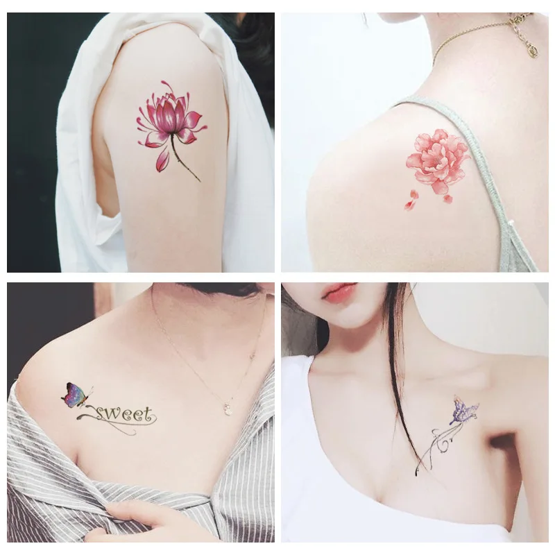 30pcs/lot Flower Rose Waterproof Temporary Tatoos Sticker Cute Panda Animal for Adults Body Face Art Women Water Transfer Tattoo|Временные