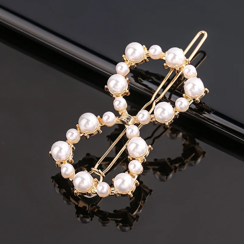 New Fashion Metal Love Heart Hair Clip Elegant Pearl Round Barrette for Women Girls Sweet Hairpins Barrettes Hair Accessories head wrap for women Hair Accessories