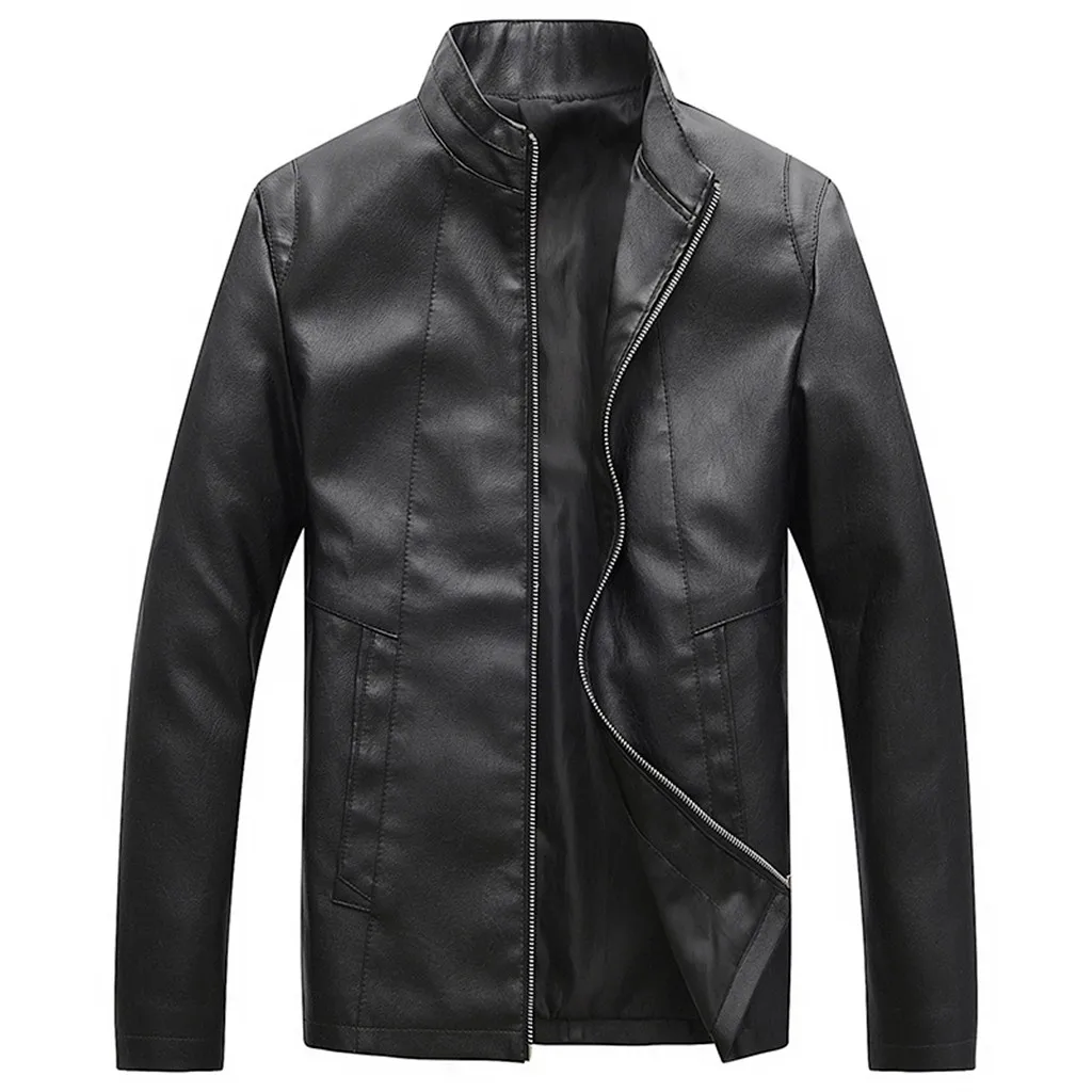 Мотоциклетная кожаная куртка Мужские кожаные куртки jaqueta couro masculina мужские кожаные пальто осень черный коричневый стенд байкер