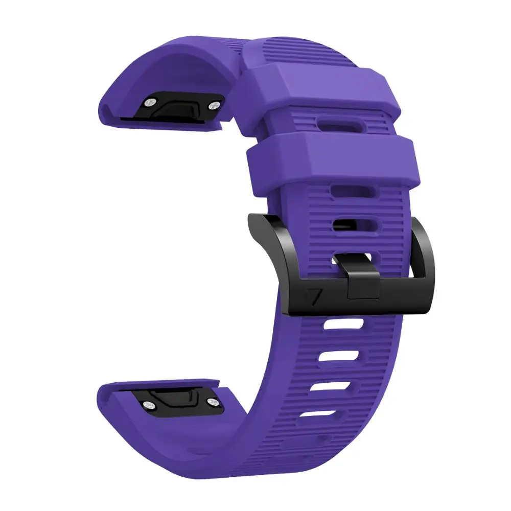 Purple 20 мм/22 мм/26 мм силиконовый ремешок для наручных gps-часов Garmin Fenix 5x/5S/5x/6 Plus/6s/6x Pro полосы Quick Release спортивный браслет Correa - Цвет: Purple