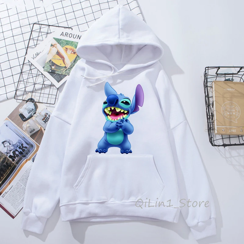 Funny Kawaii Lilo and Stitch printed women’s sweatshirt unisex hat hoodies winter sweat femme clothes harajuku hoody oversize - Цвет: 40115 M