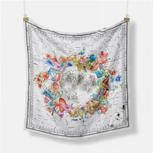 

Luna&Dolphin Fashion Women Silky Square Scarf 50x50cm Earth Flower Print Bandana Vintage Headbands Wristband Wrist Towel Scarves
