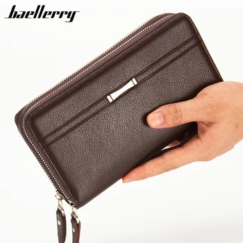

Baellerry Wallet Male Wallets Large Wristlet Clutch Bag Double Zipper Long Phone Wallet Men Card Holder Coin Business Purses