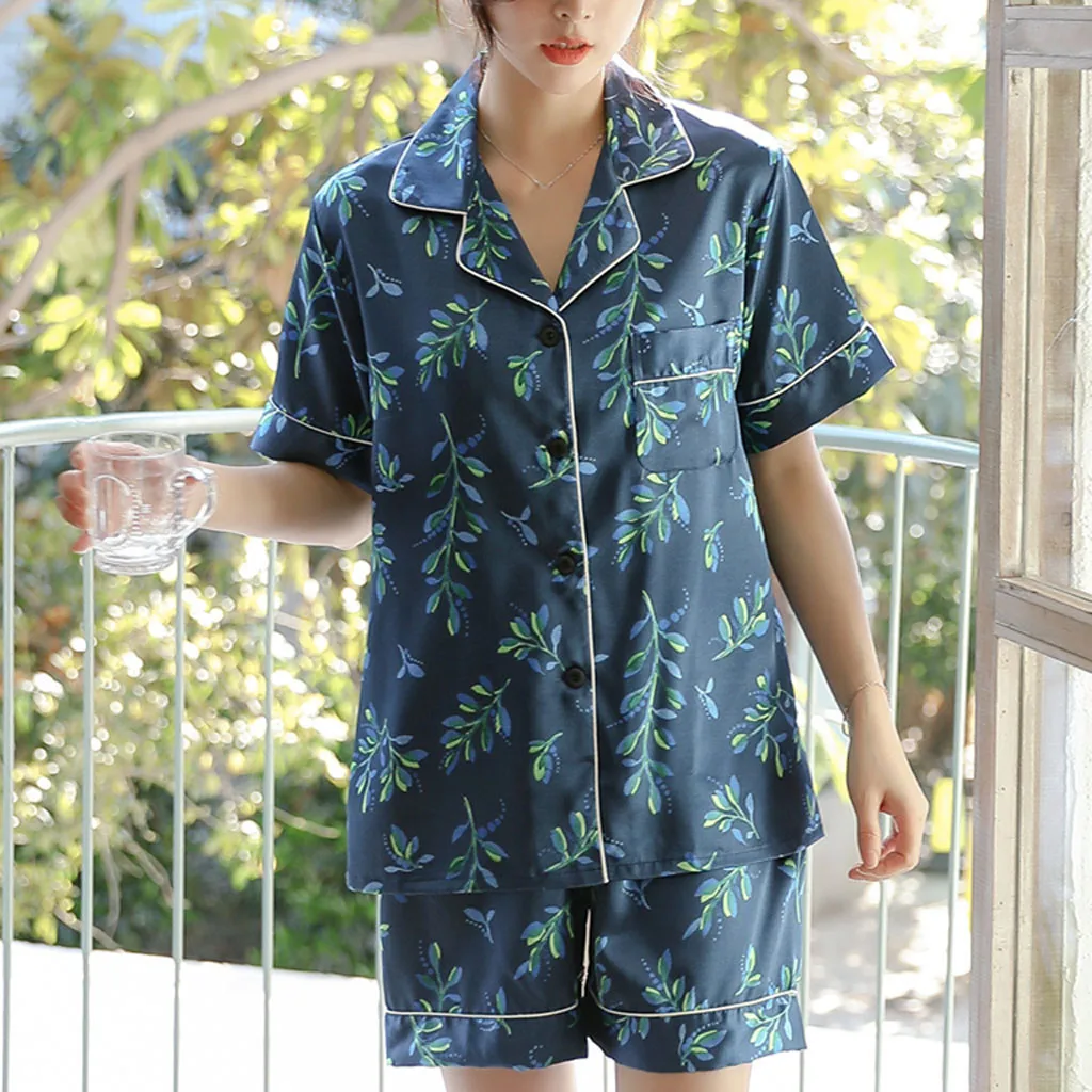 Сексуальная пижама женская пижама с коротким рукавом и отложным ...