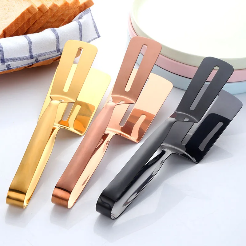 Cookware Steak Tong Gold Bread Clip Grill Accessory Kitchen Tongs Solid Stainless Steel Food Cooking Serving Utensil 1Pc food tongs