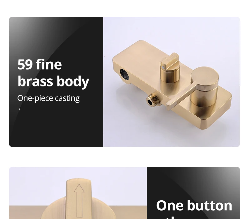 Brushed Gold Shower System  10 Shower Faucet Set Bathroom Rain Shower head and 3-Setting Handheld Shower Head Set (24)