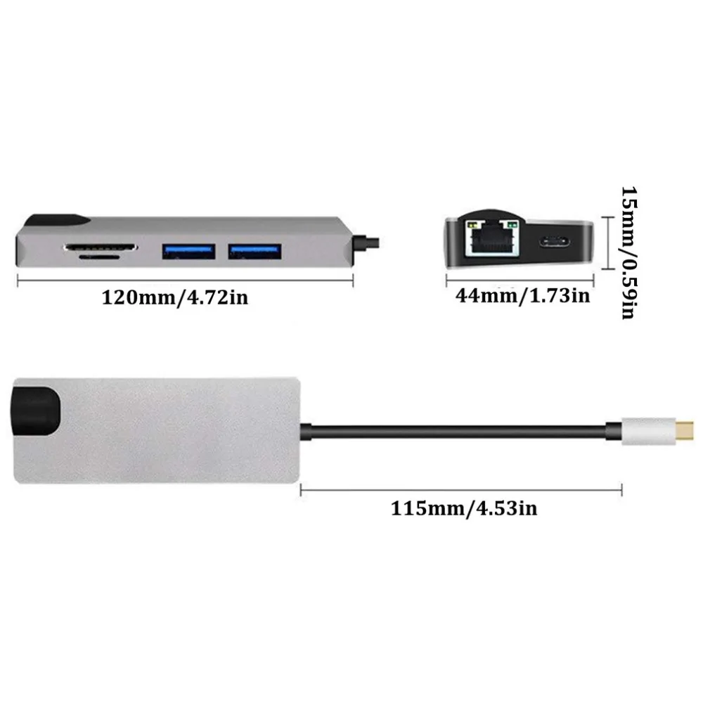 8 в 1 type C-2USB SD Micro SD LAN VGA HDMI USBC адаптер концентратор Расширение PD зарядная док-станция 1000 Мбит/с Rj45 OTG дисплей