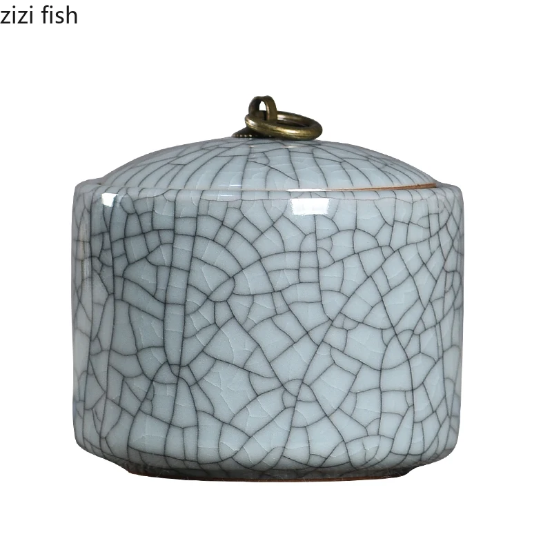 Tea Caddy Tin Box Canister Ceramic Porcelain Candy Caddy with Lid