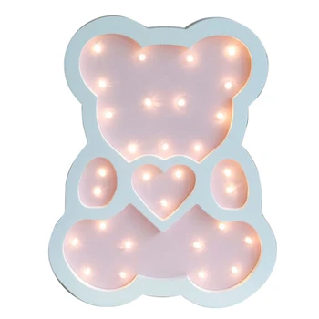 

Wooden Bear Led Night Light Cartoon Bedside Wall Night Lamp Light Children Baby Kids Bedroom Home Decorative Lighting