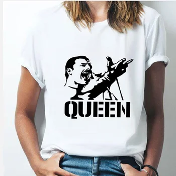 

Freddie mercury queen band t shirt Women Harajuku Vintage Ullzang T-shirt Fashion Queen Tshirt 90s Graphic Rock Top Tees Female