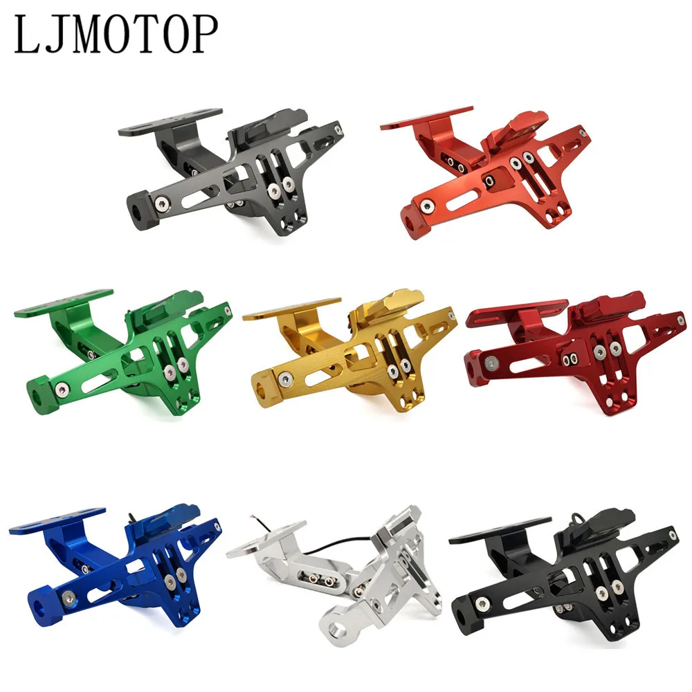 

Motorcycle License Plate Frame Holder Bracket Adjustable Angle + LED Light CNC For aprlila CAPANORD 1200/Rally CAPONORD/ETV1000