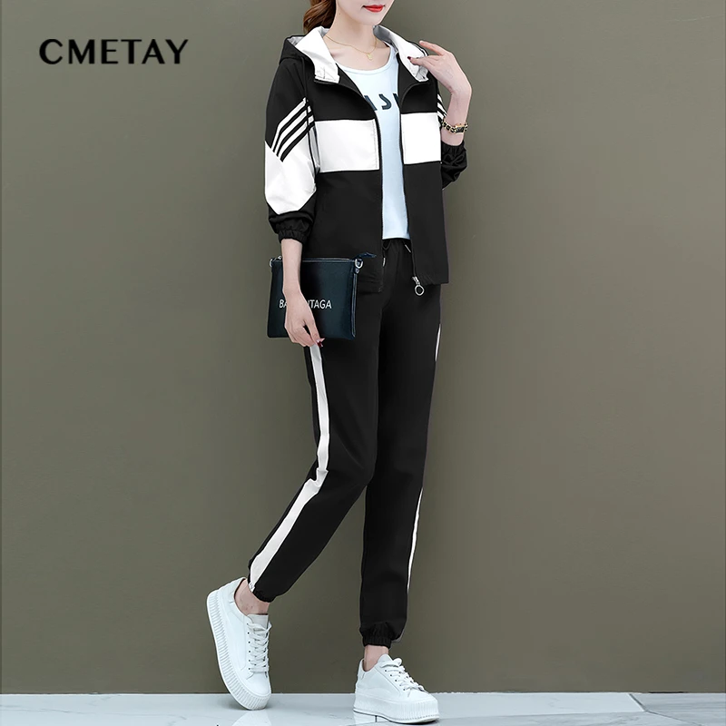 de 3 piezas de ropa deportiva para mujer, moda coreana, de punto con capucha, chaqueta para correr, traje de Fitness, primavera y otoño, novedad de de - AliExpress