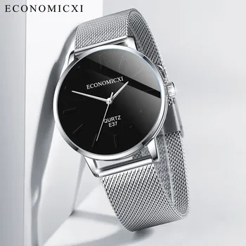 

2020 Watch Men Military Fashion Business Watch Simple Stainless Steel Mesh Belt Wild Men's Quartz часы мужские relogio masculino
