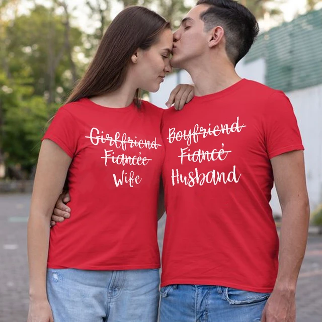 Coppia T-shirt estate coppia fidanzato fidanzata abiti stampati san  valentino amante maglietta manica corta maglietta festiva top - AliExpress