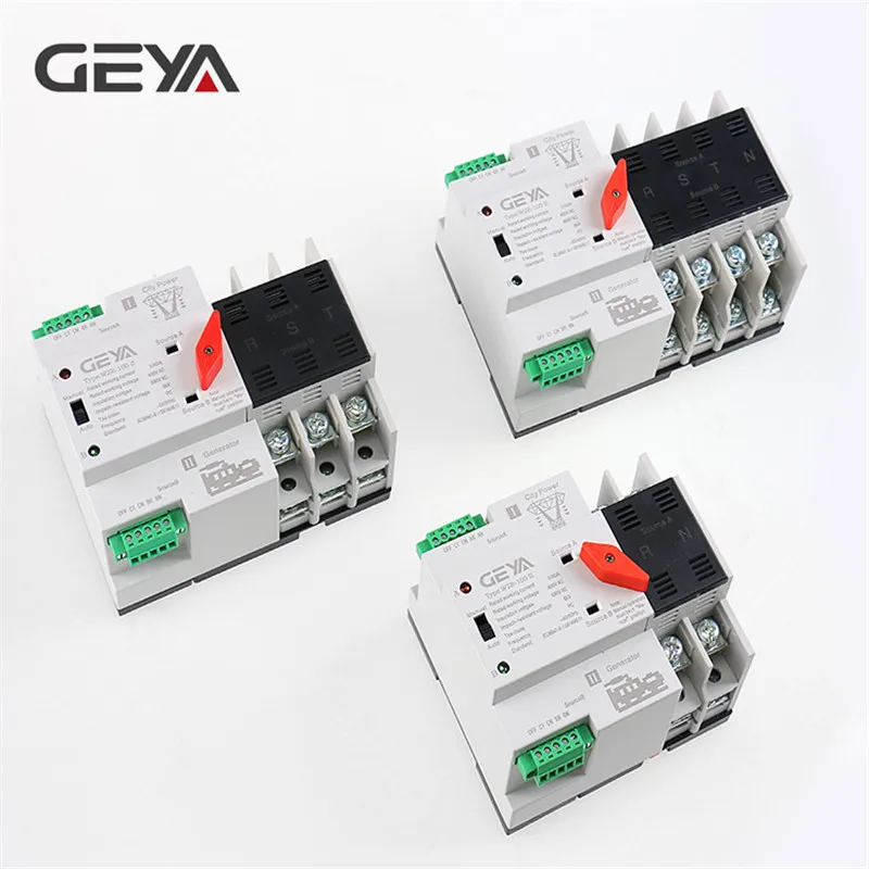 

GEYA Din Rail 110V 220V PC Automatic Transfer Switch 63A 100A Household Power Transfer Switch 50/60Hz