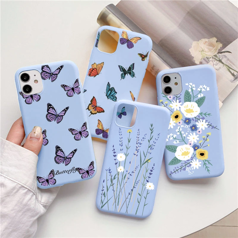 Bloem Vlinder Tpu Telefoon Case Voor Iphone 11 Gevallen Voor Iphone 13pro 12 Pro Xs Max X Xr 10 7 6 6s 8 Plus Se 3 5g Back Cover Phone Case Covers Aliexpress