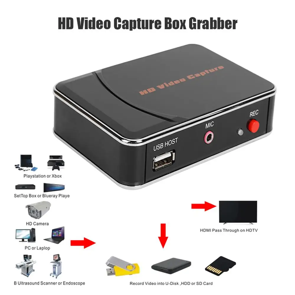  1080P 30fps HDMI Game Recorder Capture Card HD Video Capture Box Grabber USB2.0 Gaming Recording St
