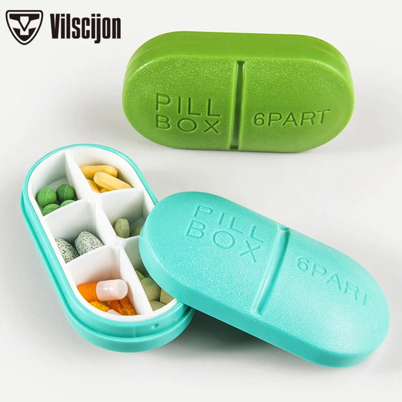 

6 Days Foldable Pill Box Mini Container Drug Tablet Storage Travel Case Holder Cute Pill Boxes Medicine Case 6 Grids Candy Color
