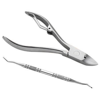 

2Pcs/Set Toenail Corrector Ingrown Foot Care Tool Toe Nail Correction Nippers Clipper Cutters Dead Skin Dirt Remover + Paronychi