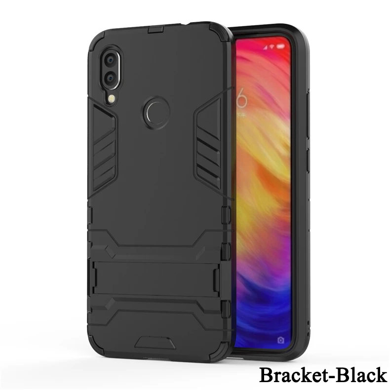 Bracket Black Чехол-Броня с кольцом для Xiao mi Red mi Note 8 7 6 K20 Pro 5 Plus 7A mi 8 SE mi 9 9T A1 A2 A3 Lite CC9E mi x 2s Max 3 Pocophone F1 - Цвет: Bracket Black