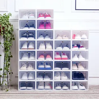 

Plastic Household Shoe Box 32*24*14cm Transparent Drawer Type Storage Flap Japanese
