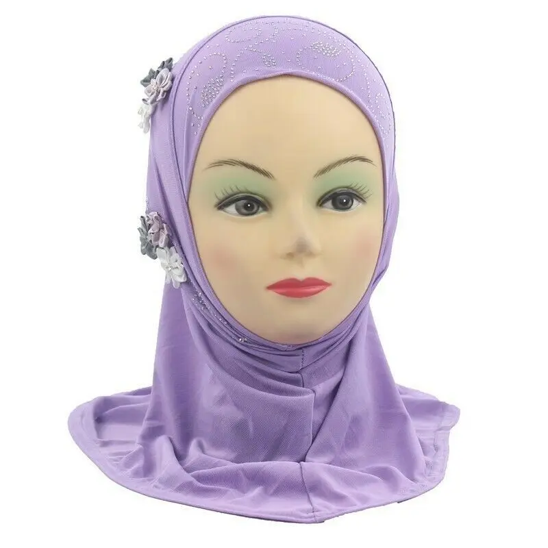 Dromiya/детский мусульманский хиджаб шарф в арабском стиле, шали с 6 красивыми цветами, около 45 см, для от 1 до 5 лет девочек