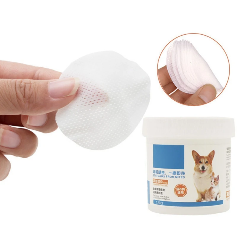 120 Pcs/lot Pet Ear Cleaner Wipes For Dog Stop Itching Gentle Cleaning Keep Hygiene Dog Supplies Pet Products Ear Stains Removal