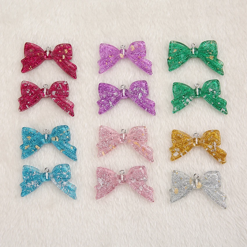 

15pcs 49*29mm Mixed Gitter resin flatback bow necklace charms very cute keychain pendant necklace pendant for DIY decoration