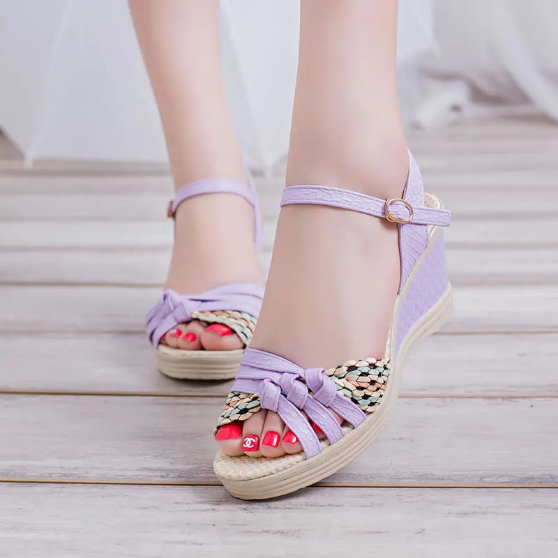 

2017 Spring And Summer Fish Mouth Slanted Heel Roman Style Chunky-Heel Platform WOMEN'S Sandals