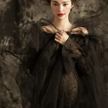 

2019 Maternity photography props maxi Pregnancy Clothes yarn Maternity Dress Fancy shooting photo summer pregnant dress