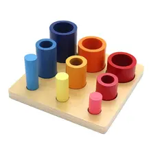 

Rainbow Wood Cylinder Geometry Shape Puzzle Stacker Block Building & Sorting Game Develop Motor Skill Montessori Activity Board