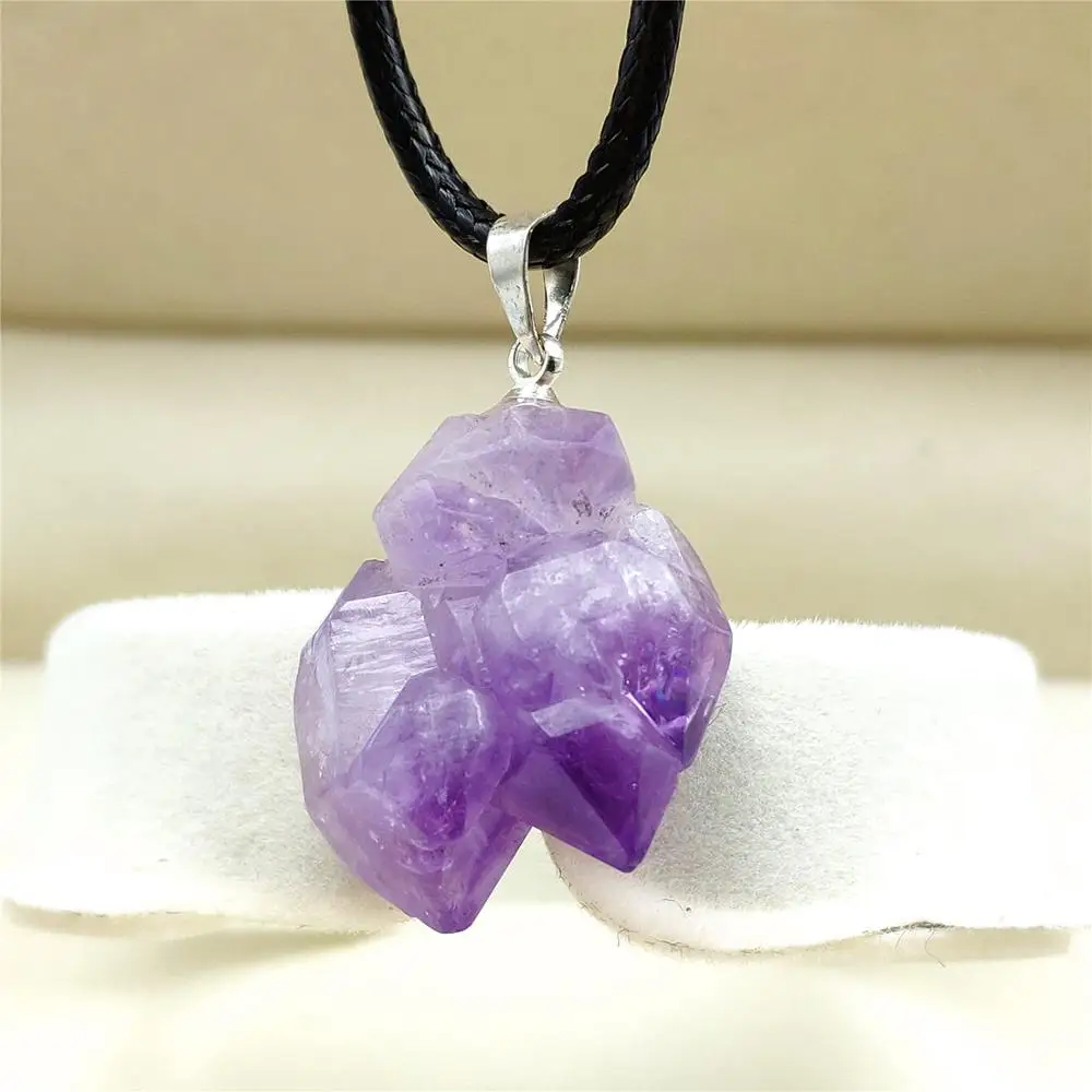 

Genuine Natural Lavender Amethyst Quartz Purple Raw Material Crystal Pendant Fashion 24x19mm Healing Stone AAAA