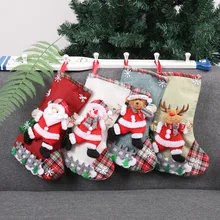 Рождественские чулки, носки с Санта-Клаусом, Подарочная детская конфетная сумка, Рождественское украшение для дома, Рождественская елка, декоративные изделия#20
