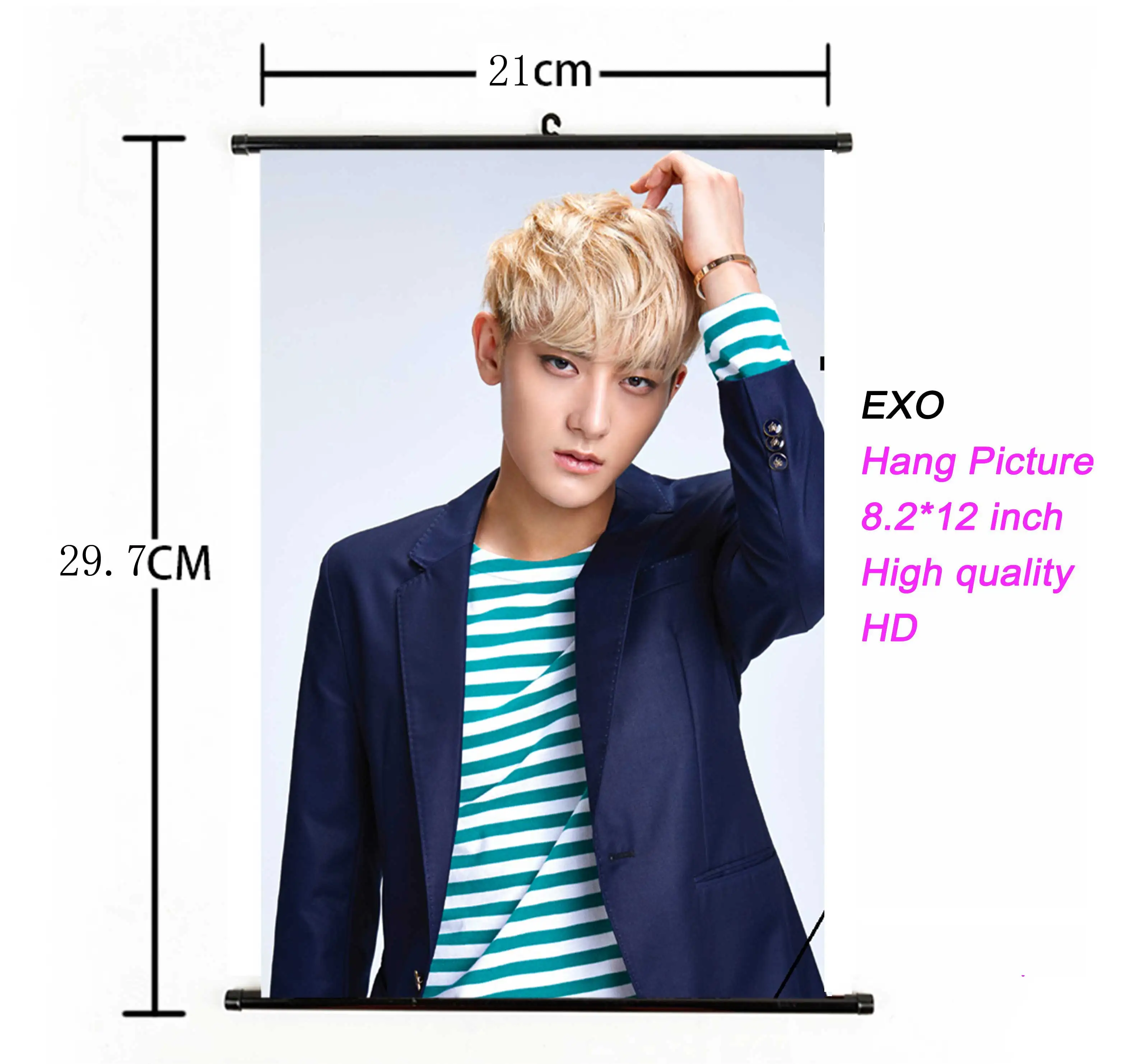 Свернутый Свиток Kpop EXO висячий плакат ткань 21*30 см для фанатов Подарочная коллекция k-pop EXO альбом Висячие фото плакат