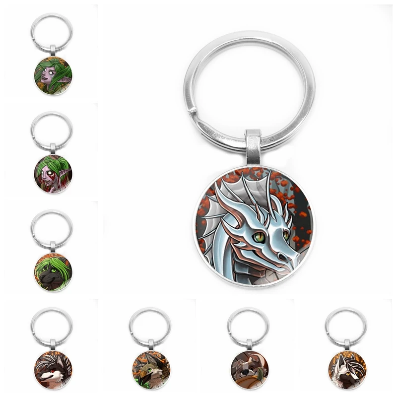 2019 New Fashion Charm Cute Animal Head Pendant Key Ring Glass Convex Children Must-have Keychain | Украшения и аксессуары