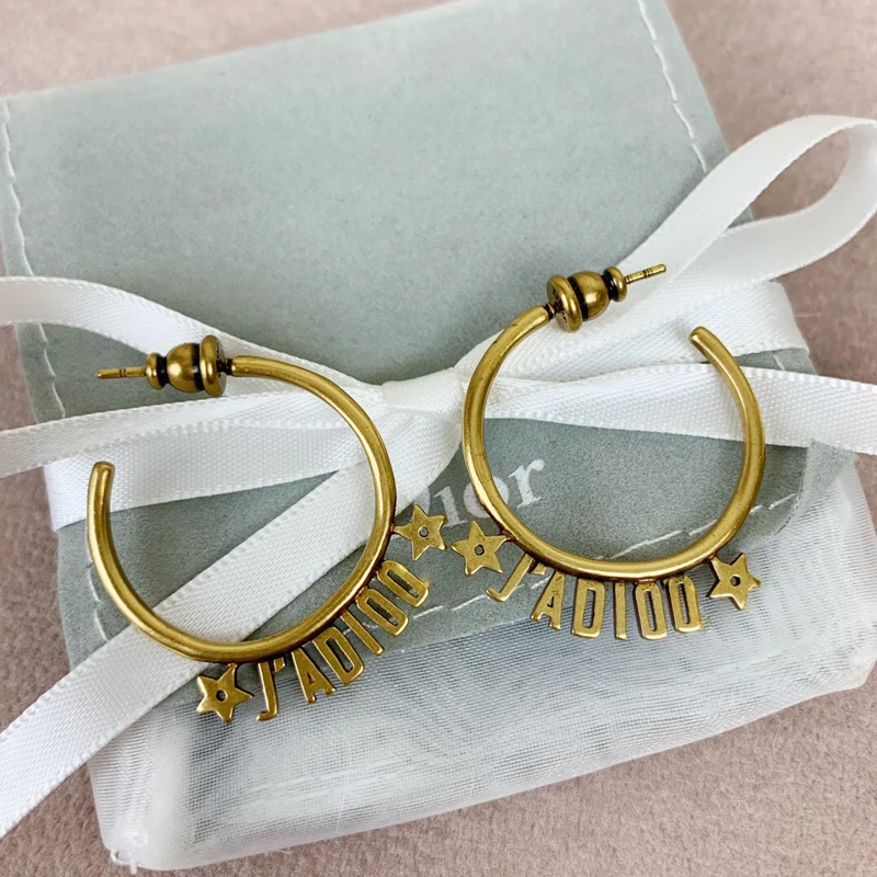 

C1849 Fashionable personality side face super beautiful big circle earrings temperament retro star letters big circle earrings