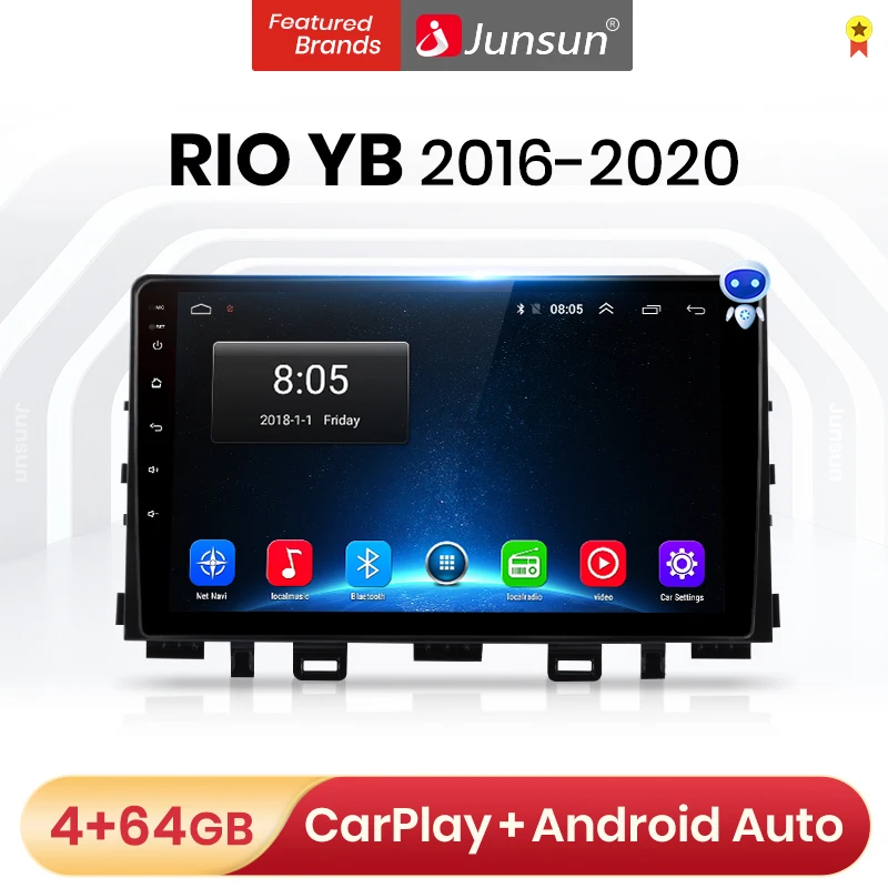 Junsun V1 Pro 4G Android 10 0 + 64G Автомобильный Радио мультимедийный плеер для Kia RIO YB KX Cross 2016 -