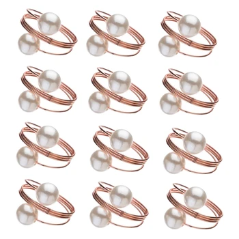 

Hot SV-12 Pcs Napkin Ring Holders Table Napkin Holders for Wedding Banquet Birthday Party Dinner Table Decorations (Rose Gold)
