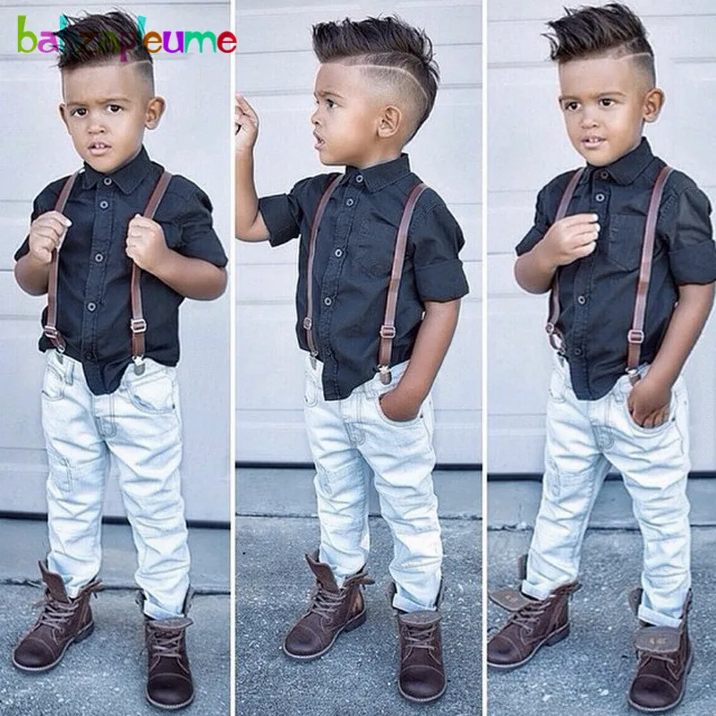 

3Piece/1-5Years/Spring Autumn Children Clothes Fashion Gentleman Baby Boys T-shirt+Jeans+Strap Boutique Kids Clothing Set BC1818