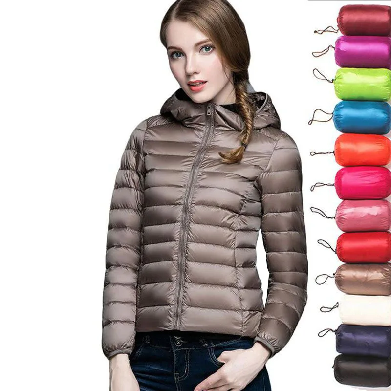 90% White Duck Down Jacket Women 2022 Autumn Winter warm Coat Female Hooded Short Ultra Light Thin Down Jacket Portable Parkas real big fox fur down coat women winter warm parkas female 90% white duck down jacket hooded thin and light clothing draw back