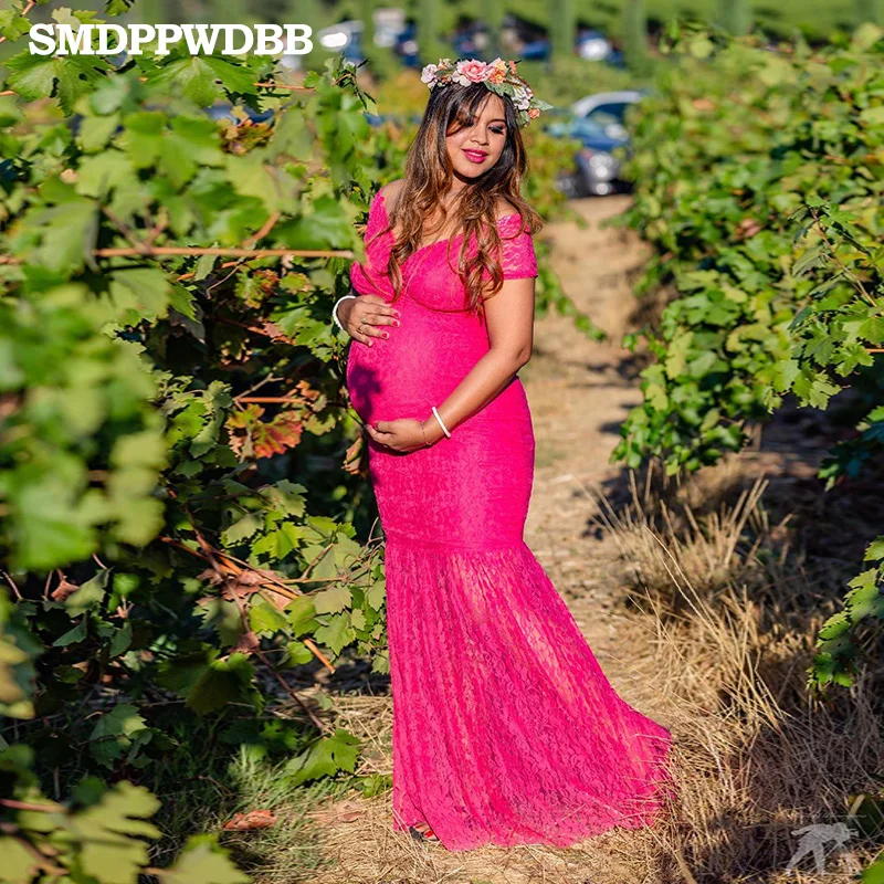 SMDPPWDBB кружевные платья для беременных реквизит для фотосъемки платье для беременных детское платье для душа фотосессии женское платье с коротким рукавом - Цвет: rose