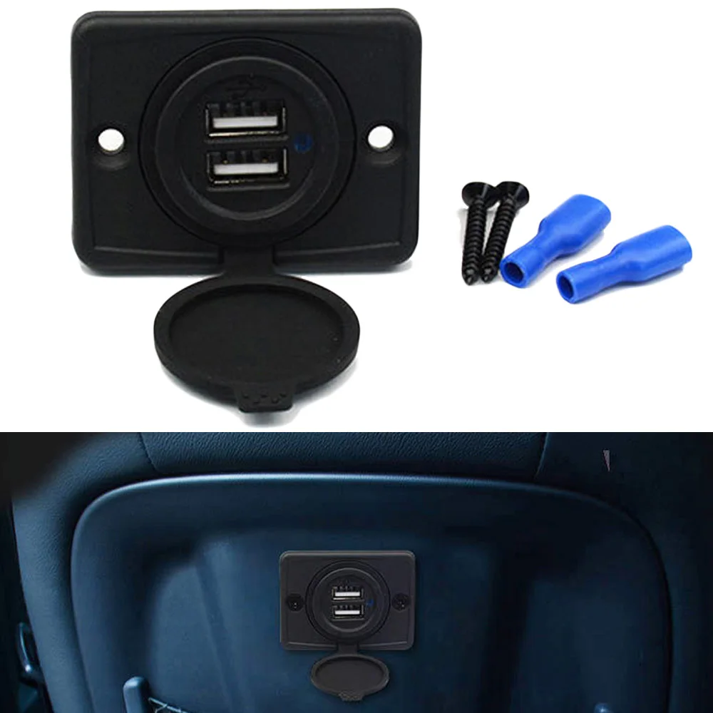 

1pc 3.1A Dual USB Port Charger Socket For Motorcycle Car Camper Fast Charging Dual USB Charger Socket Part
