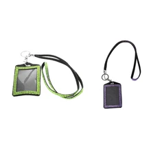 2 шт горный хрусталь шикарный Кристалл пользовательский ремешок вертикальный держатель удостоверения личности(светло-зеленый и светло-фиолетовый