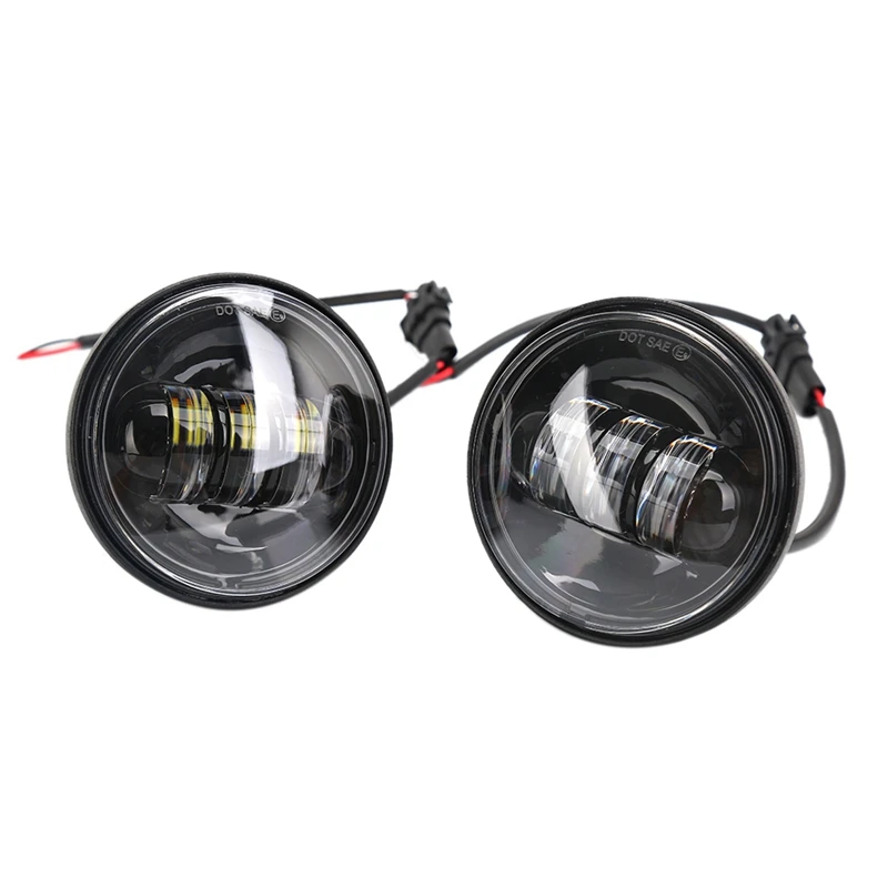 4,5 дюймов 4-1/2 дюймов светодиодный противотуманный светильник, проходящий проектор-точечная лампа для мотоциклов, совместимый для Harley-Davidson 4,5 дюймов круглый Sp - Цвет: Black