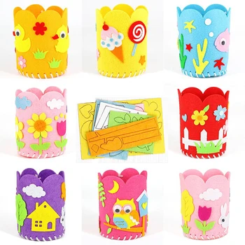 

DIY Pencil Holder Kids Educational Craft Tangram Block Kit Cute Creative Handmade Pen Container Childs Craft Toy DIY Kits