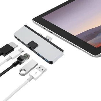 

USB C Hub 4K HDMI Ethernet RJ45 USB C PD Charging 2USB3.0 Docking Station for Surface Pro 7